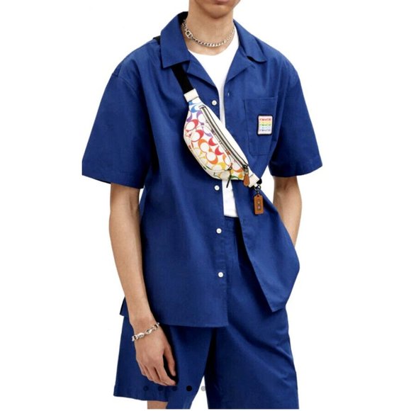 New Coach CJ682 Sprint Belt Bag 24 In Rainbow Signature Canvas Chalk Multi - Picture 2 of 5